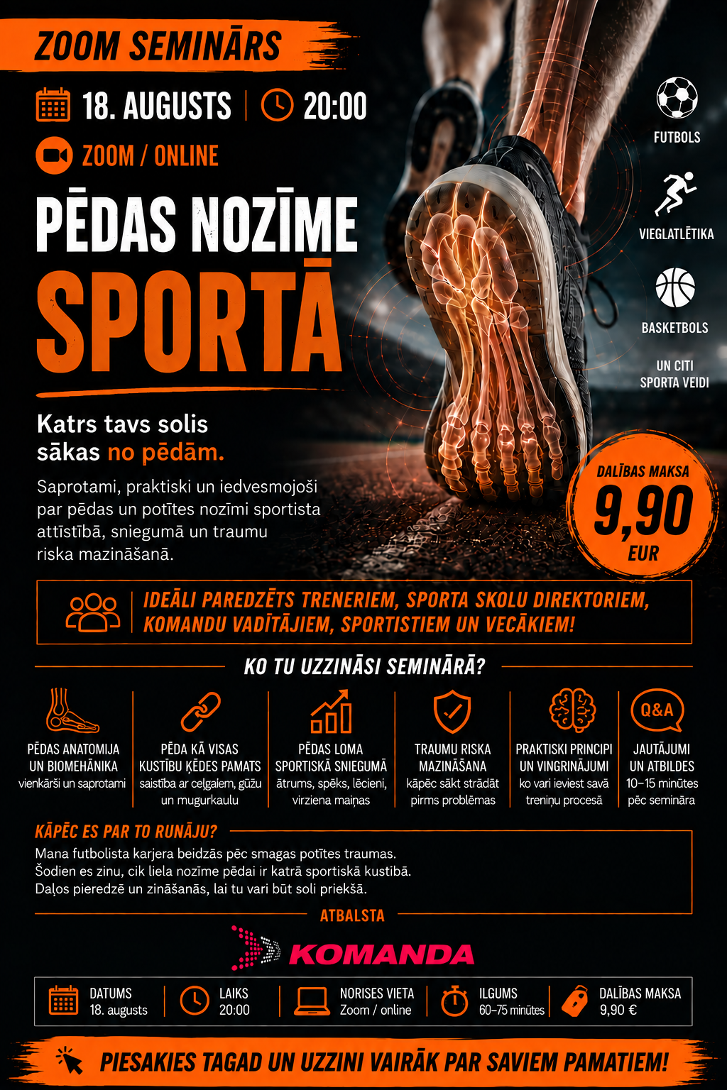 Online seminārs | Pēdas nozīme sportā | 18.09.2026.